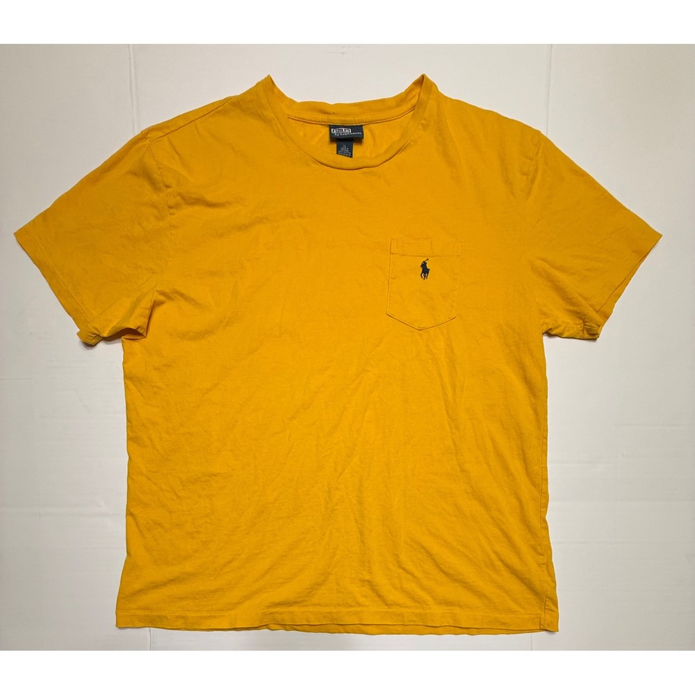 Polo Ralph Lauren Mens XL Yellow Short Sleeve Pocket Tee Vintage Single Stitch